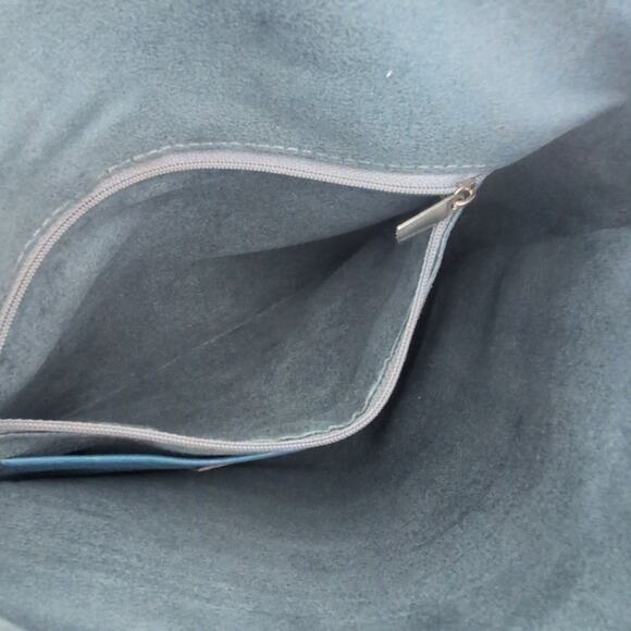 Candy Woolley Blue Leather Snakeskin Designer Clutch Bag Magnetic Closure - Picture 7 of 12